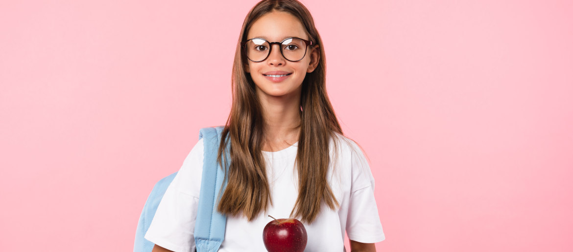 Young girl starting secondary school
