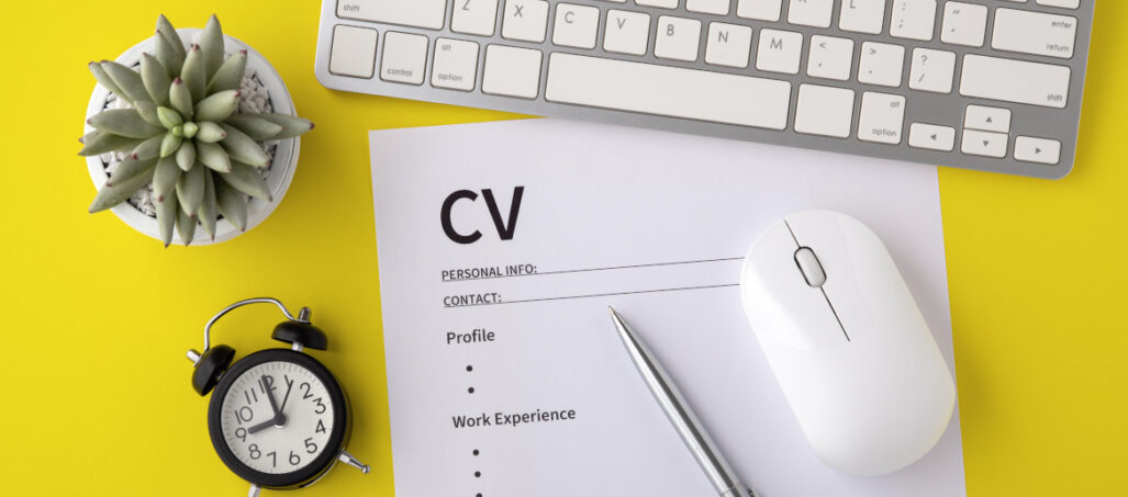 blank cv on yellow background