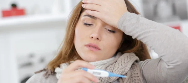 Young woman with high temperature